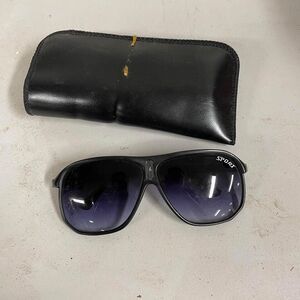 VTG Solaray Sport Style Aviator Sunglasses Black Plastic Frames W Case Ombre HN
